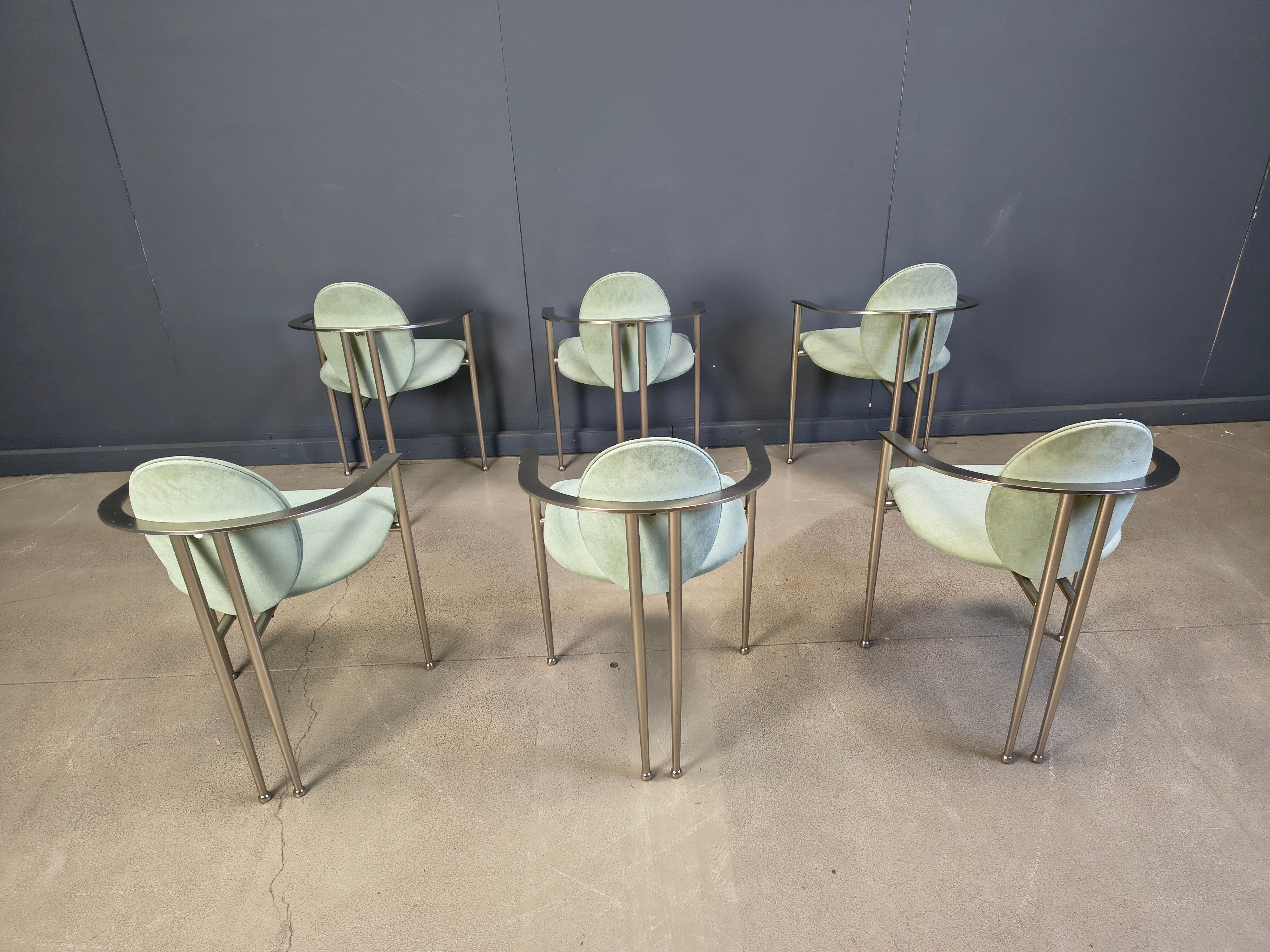 Vintage dining chairs by Belgochrom, set of 6 - 1980s