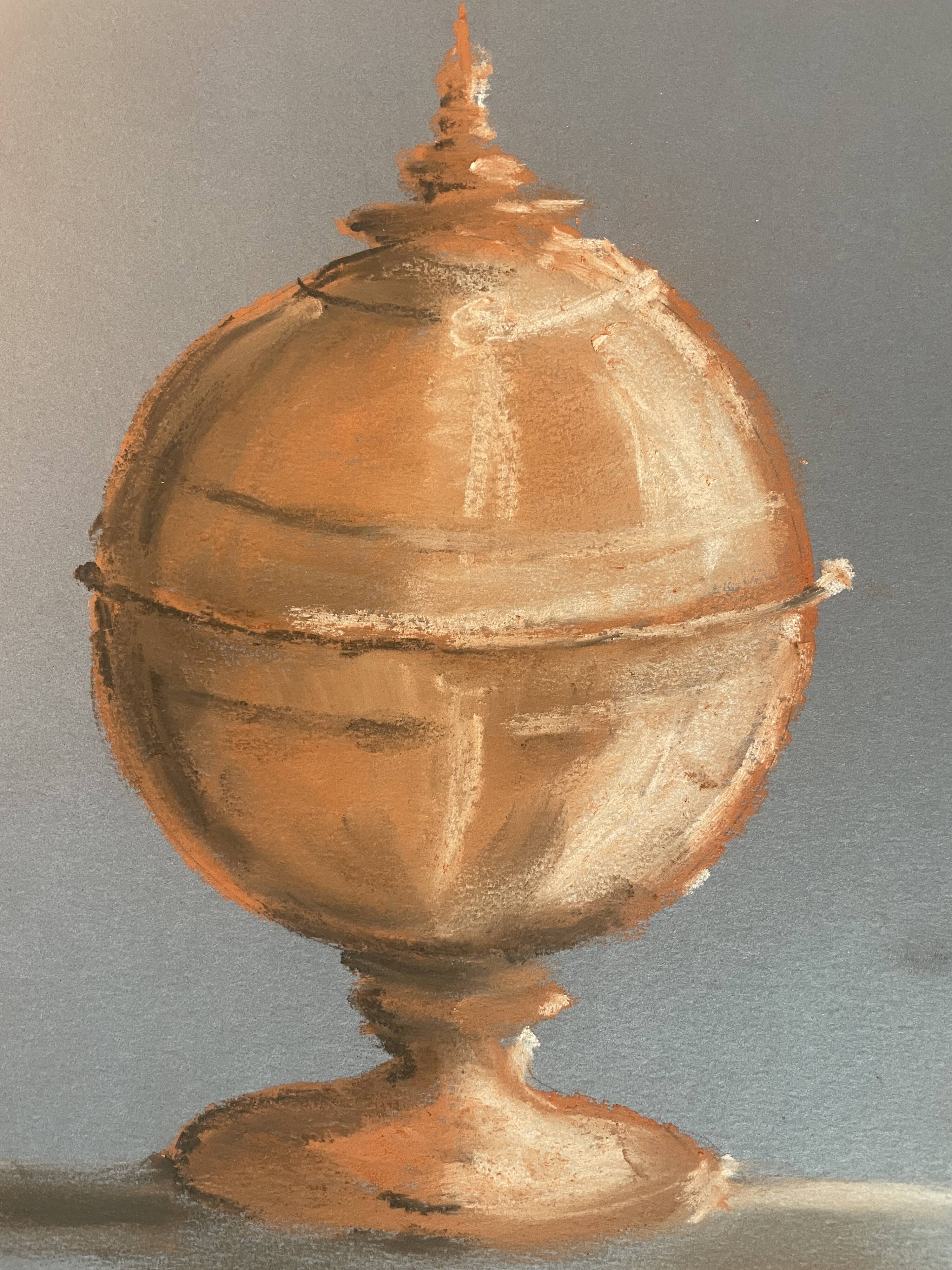 Signed painting Pastel terracotta "terracotta candy box" indigo paper