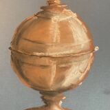 Signed painting Pastel terracotta "terracotta candy box" indigo paper