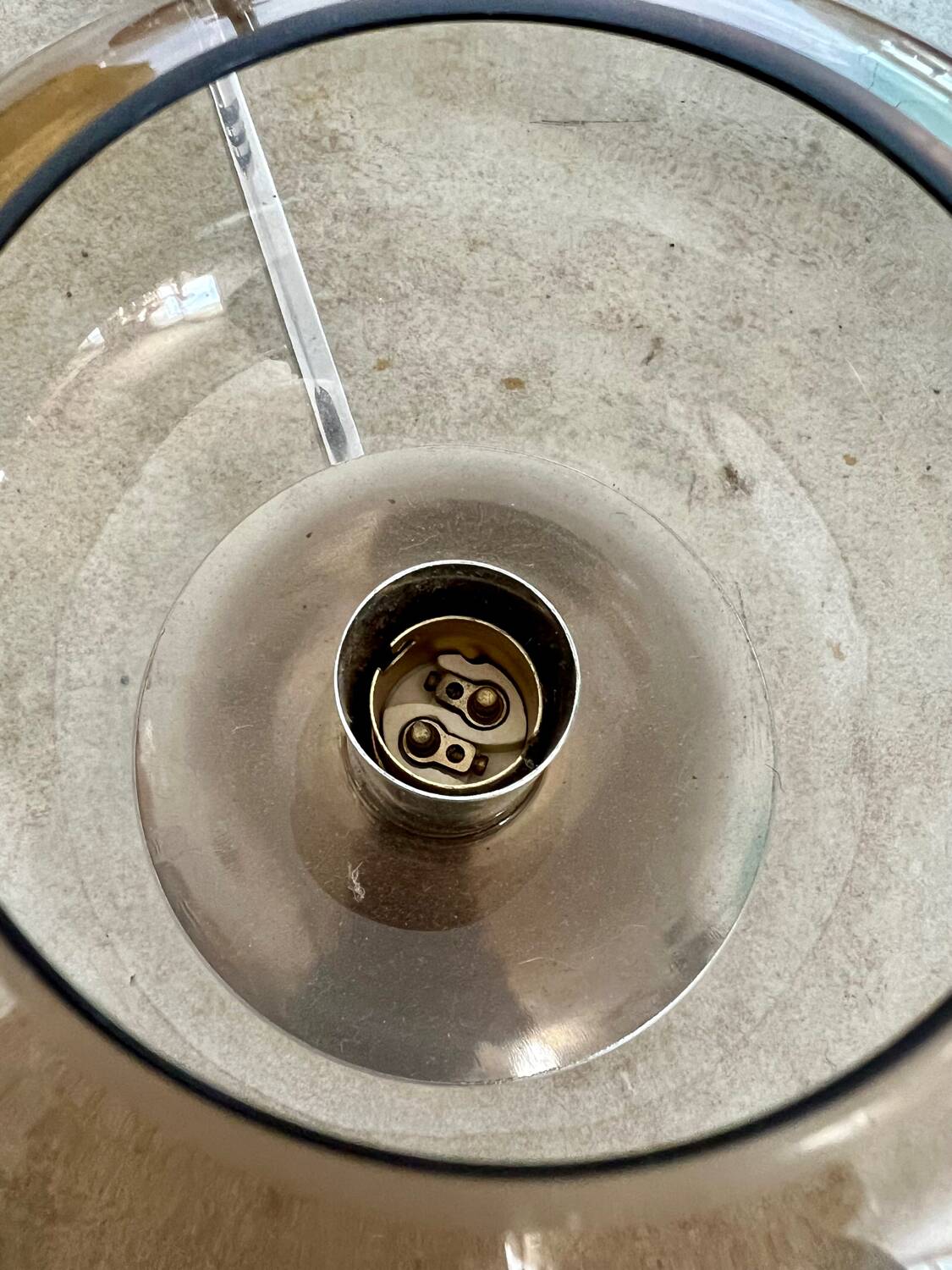 Old 6-light chandelier designed by Sciolari in chrome metal and smoked glass, 70s vintage