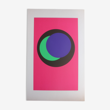 CLAISSE Geneviève Silkscreen print signed abstract geometric op art 1967 circles