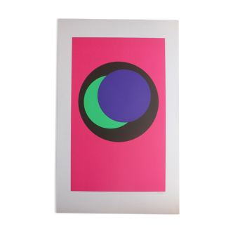 CLAISSE Geneviève Silkscreen print signed abstract geometric op art 1967 circles
