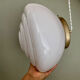 Vintage XXL art deco globe pendant light in white opaline