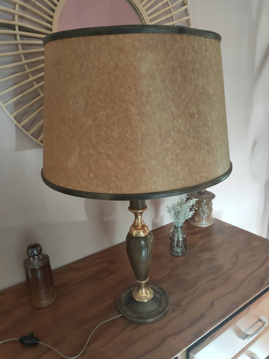 Le Tanneur leather and brass desk lamp