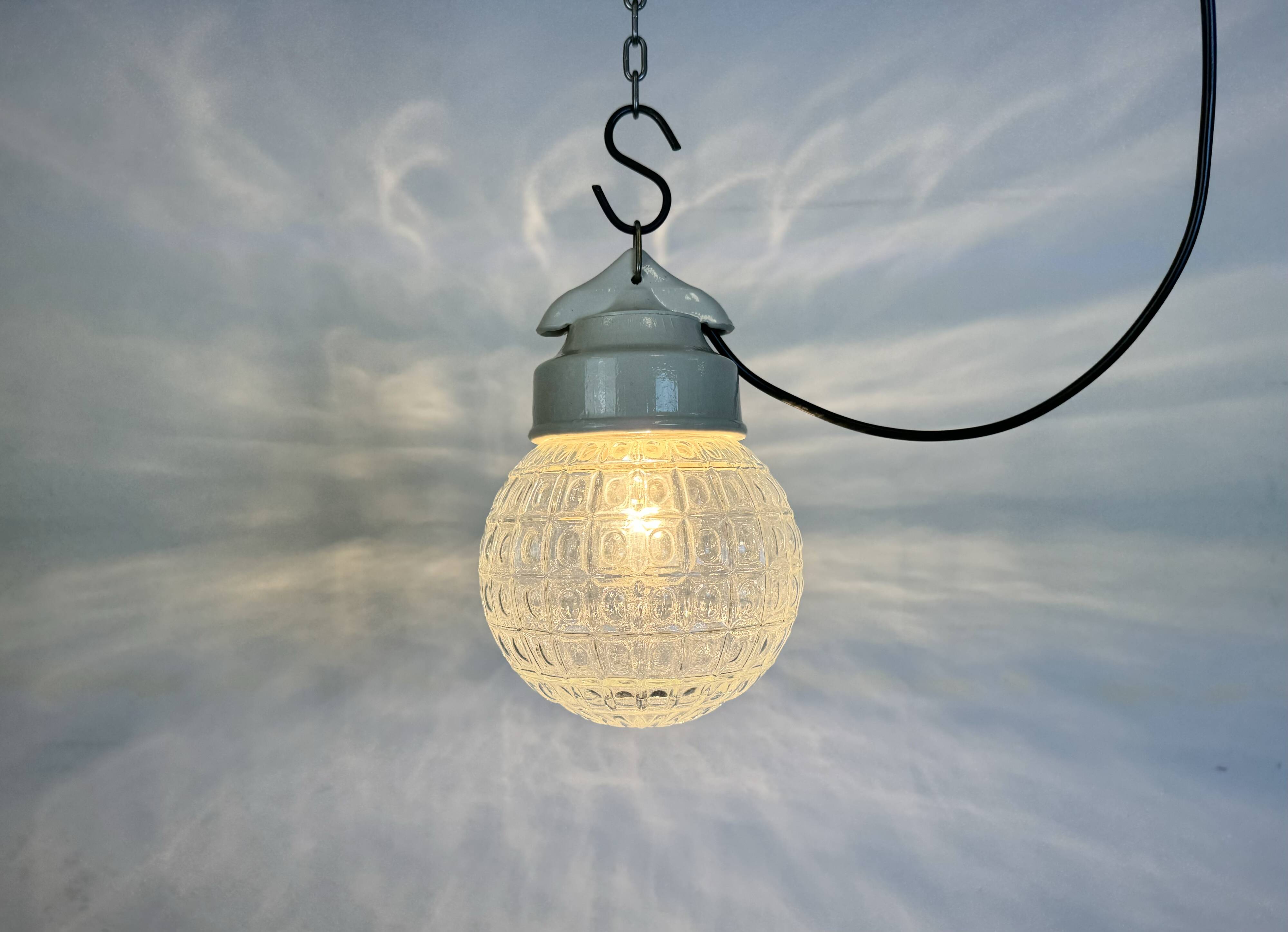 Vintage White Porcelain Pendant Light, 1970s