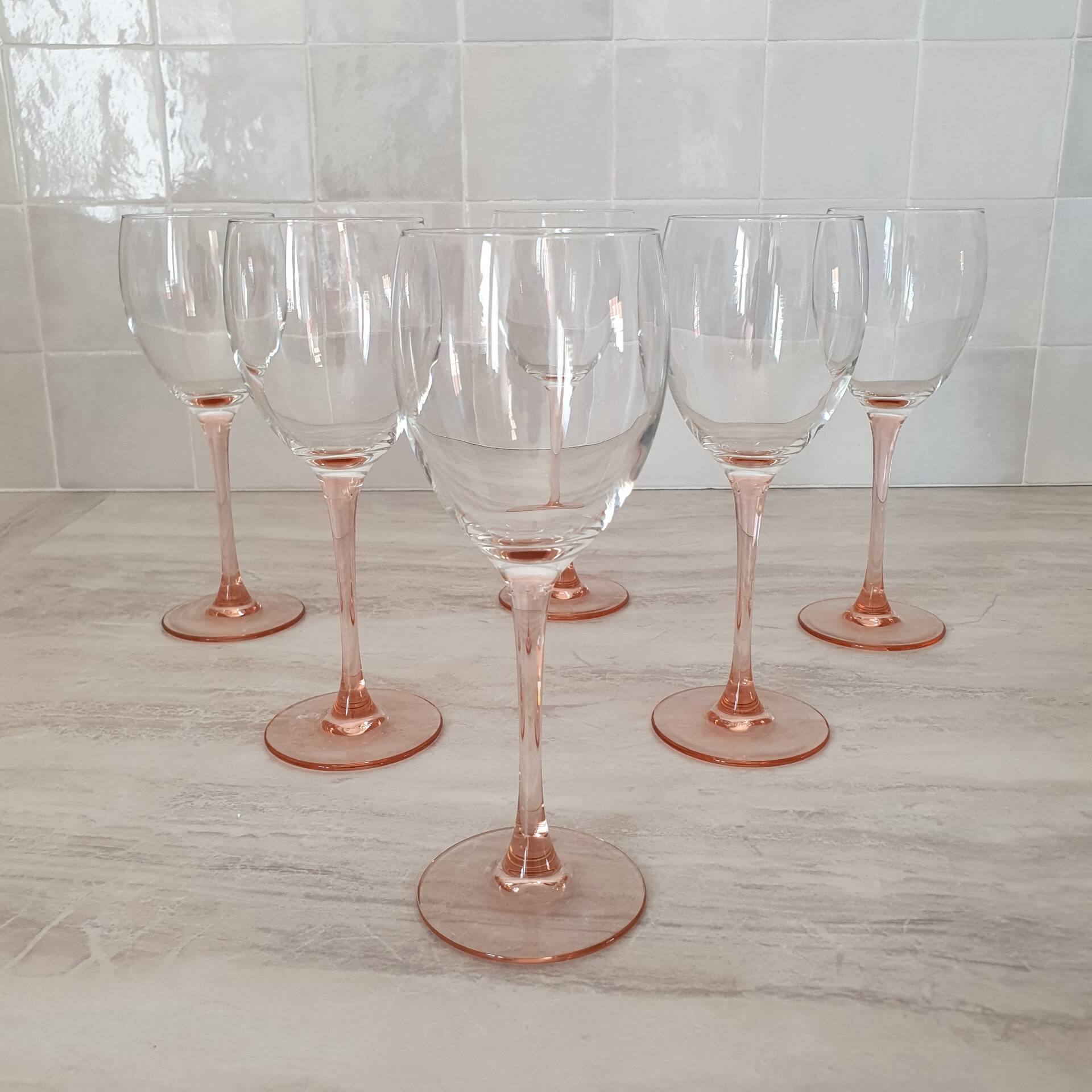 6 Verres à vin / verre à pied Rose