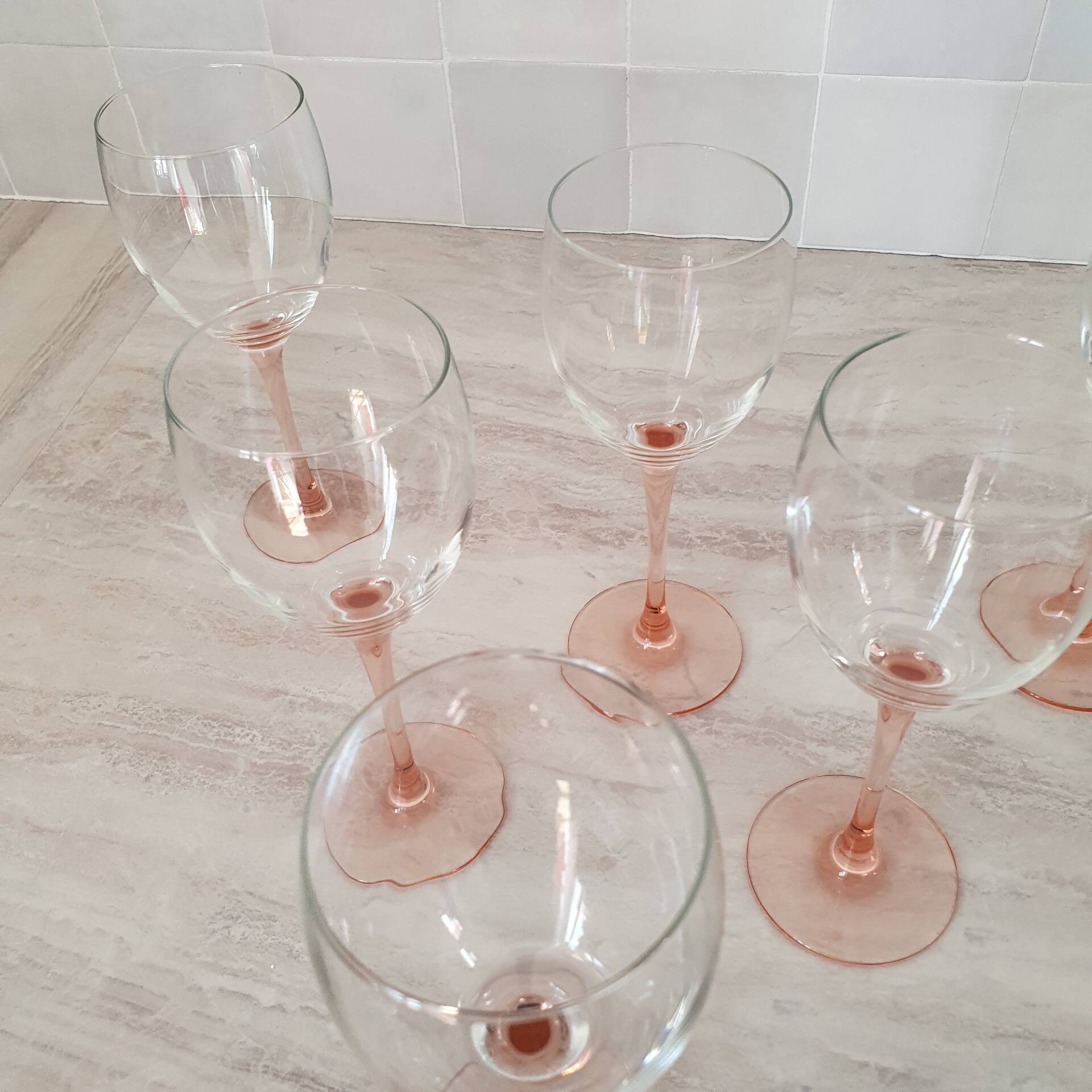 6 Verres à vin / verre à pied Rose