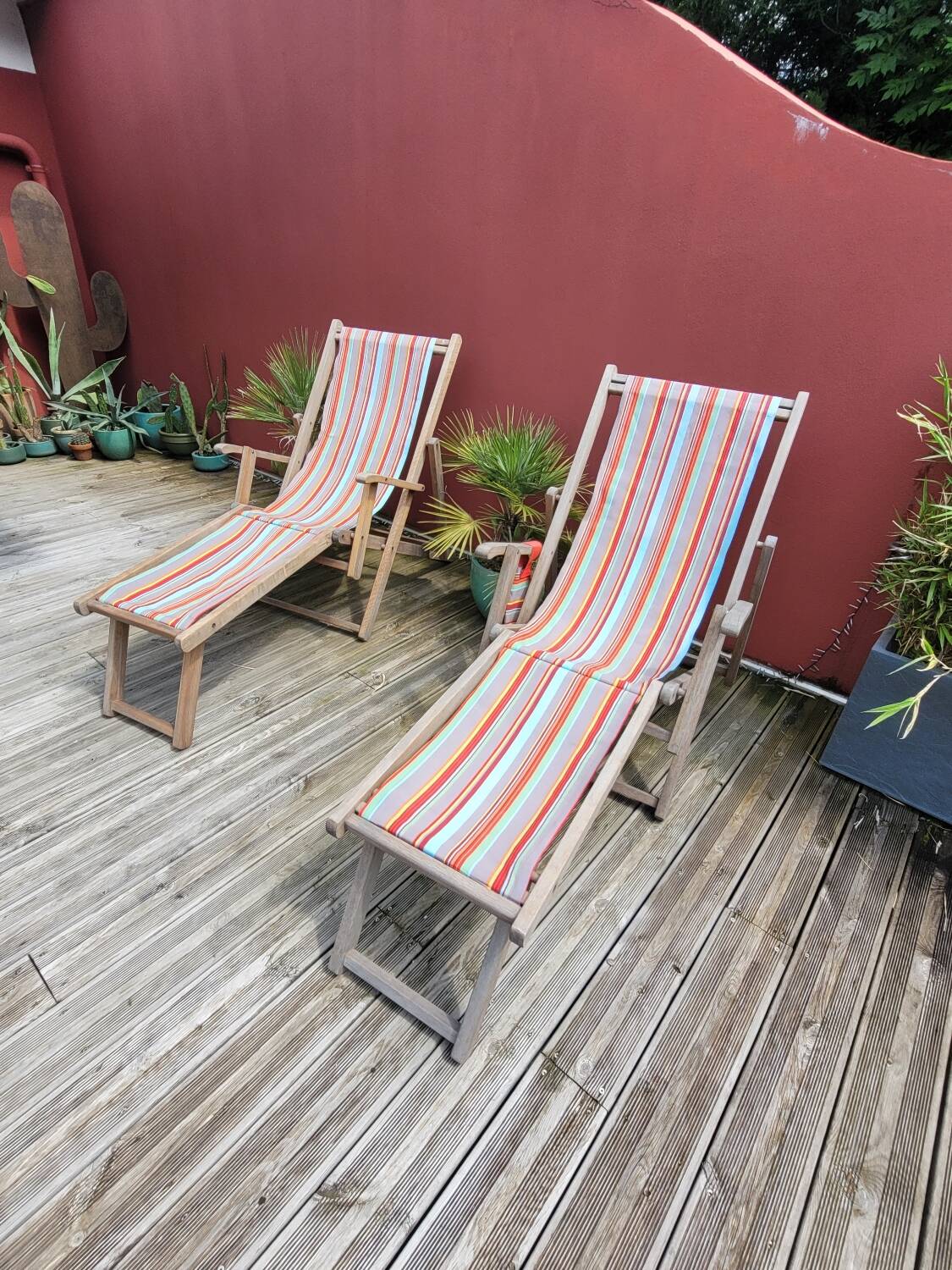 Pair of Roland Vlaemynck bayadere canvas loafers