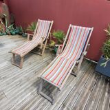 Pair of Roland Vlaemynck bayadere canvas loafers