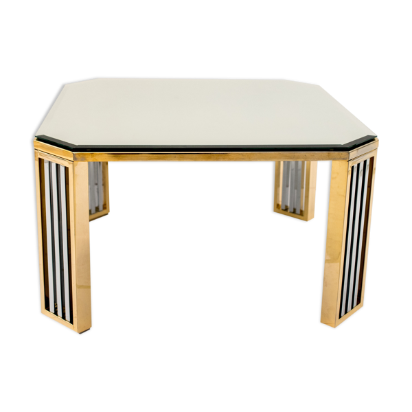 Table basse chrome et bronze