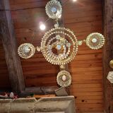 Lustre à pampilles ancien cristal est bronze époque XIXeme