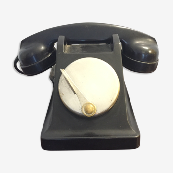 Téléphone vintage années 50 en bakélite noir