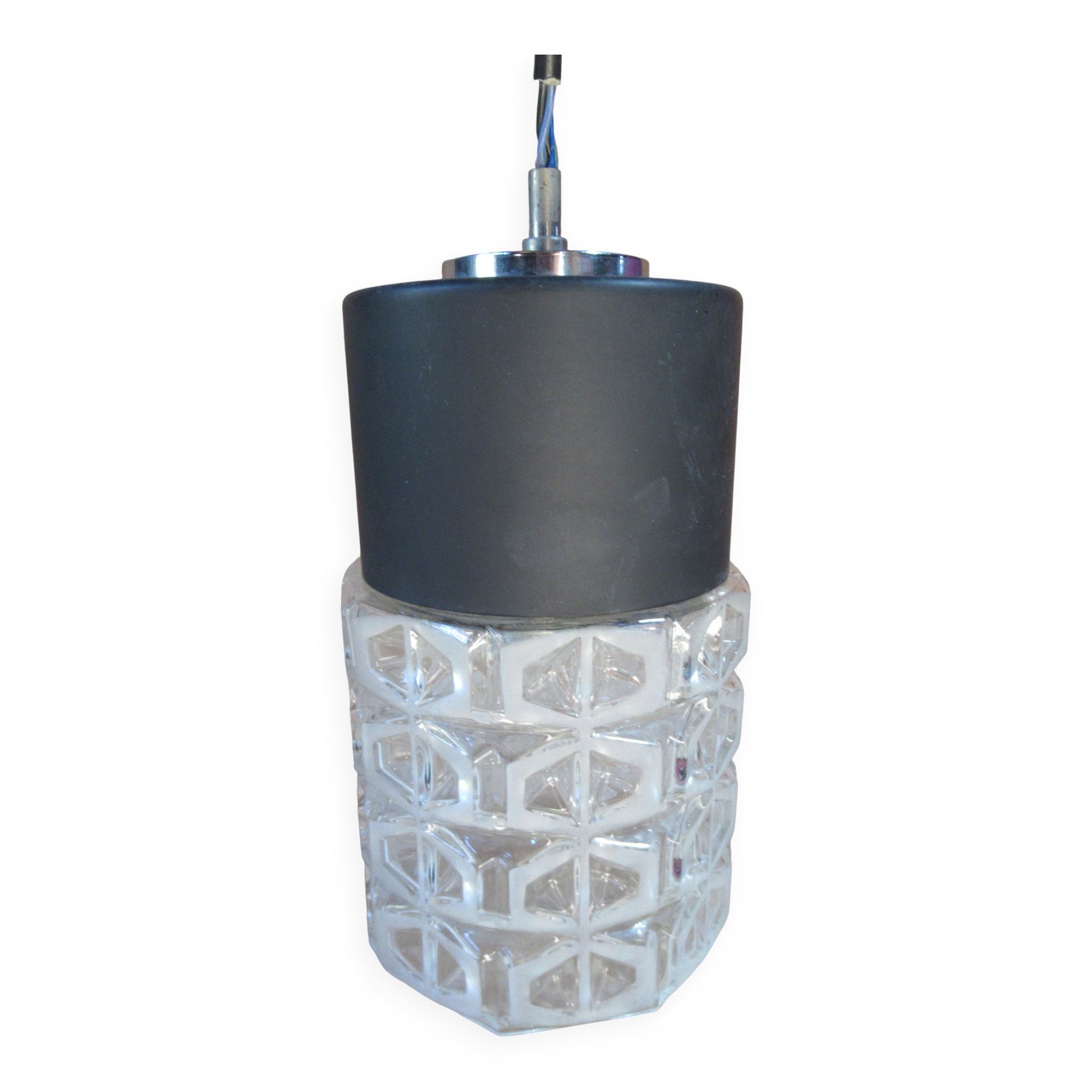 Suspended lamp design raak netherlands 1970s moulded glass height 22.5cm