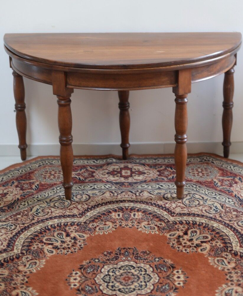 Ancient half moon walnut table