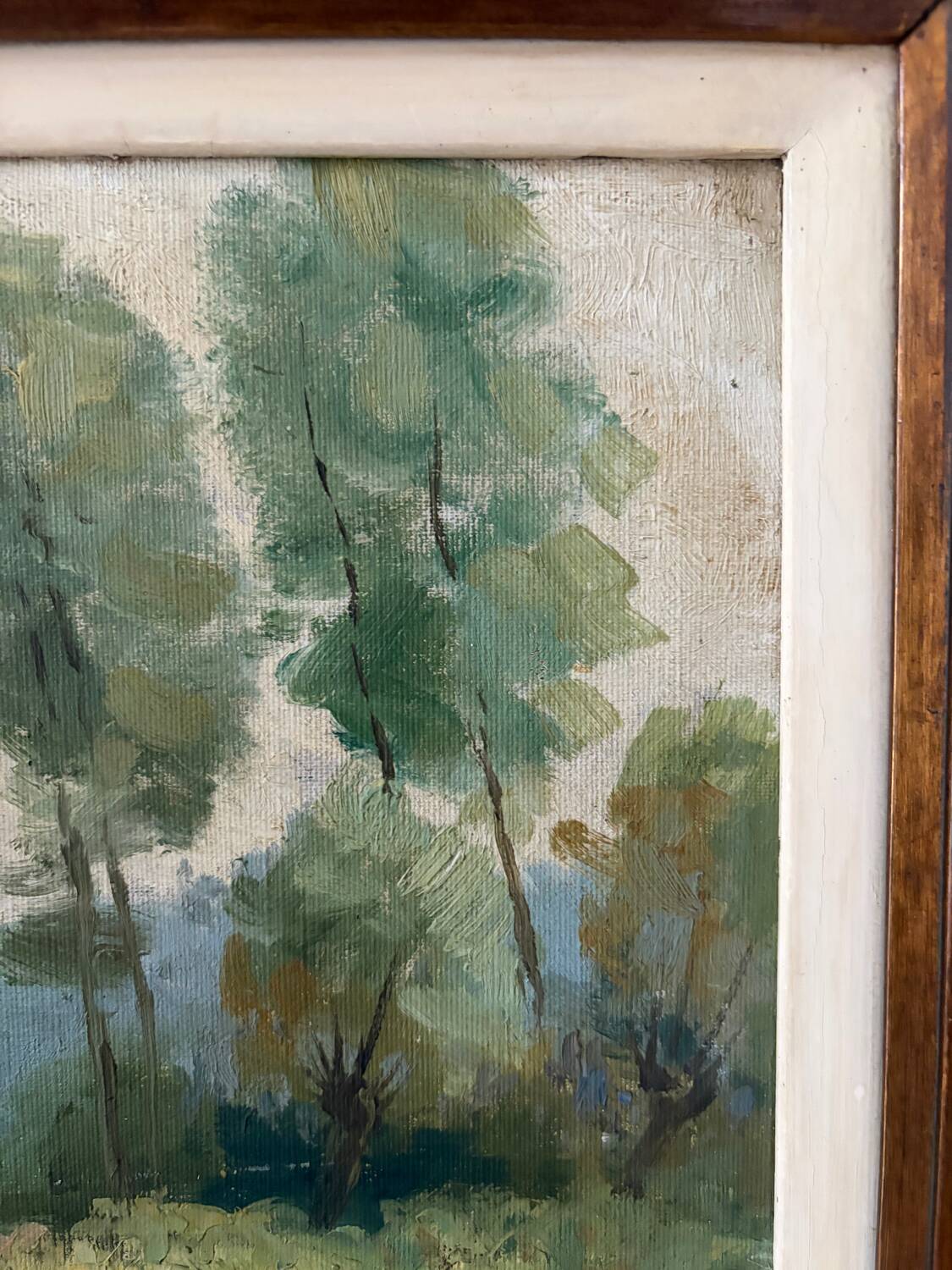 Oil on canvas Landscape with large trees, signed D. Qvyo