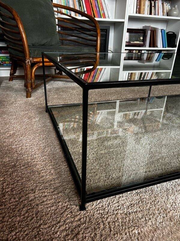 Table basse AMPM en verre trempé et fer forgé