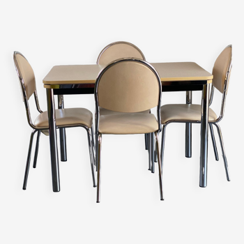 Table en formica vintage et 4 chaises