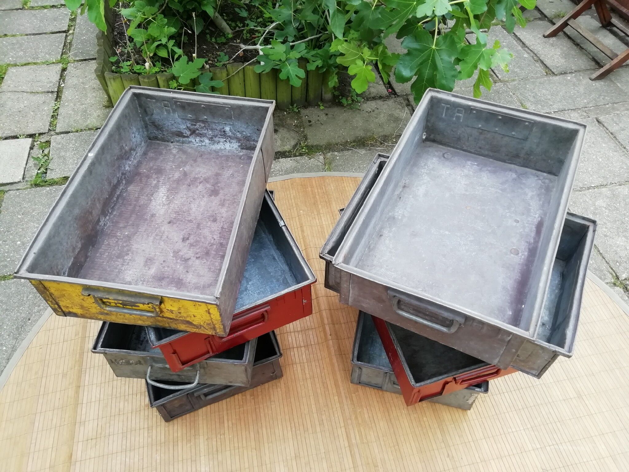 Serie of 8 industrial metal boxes