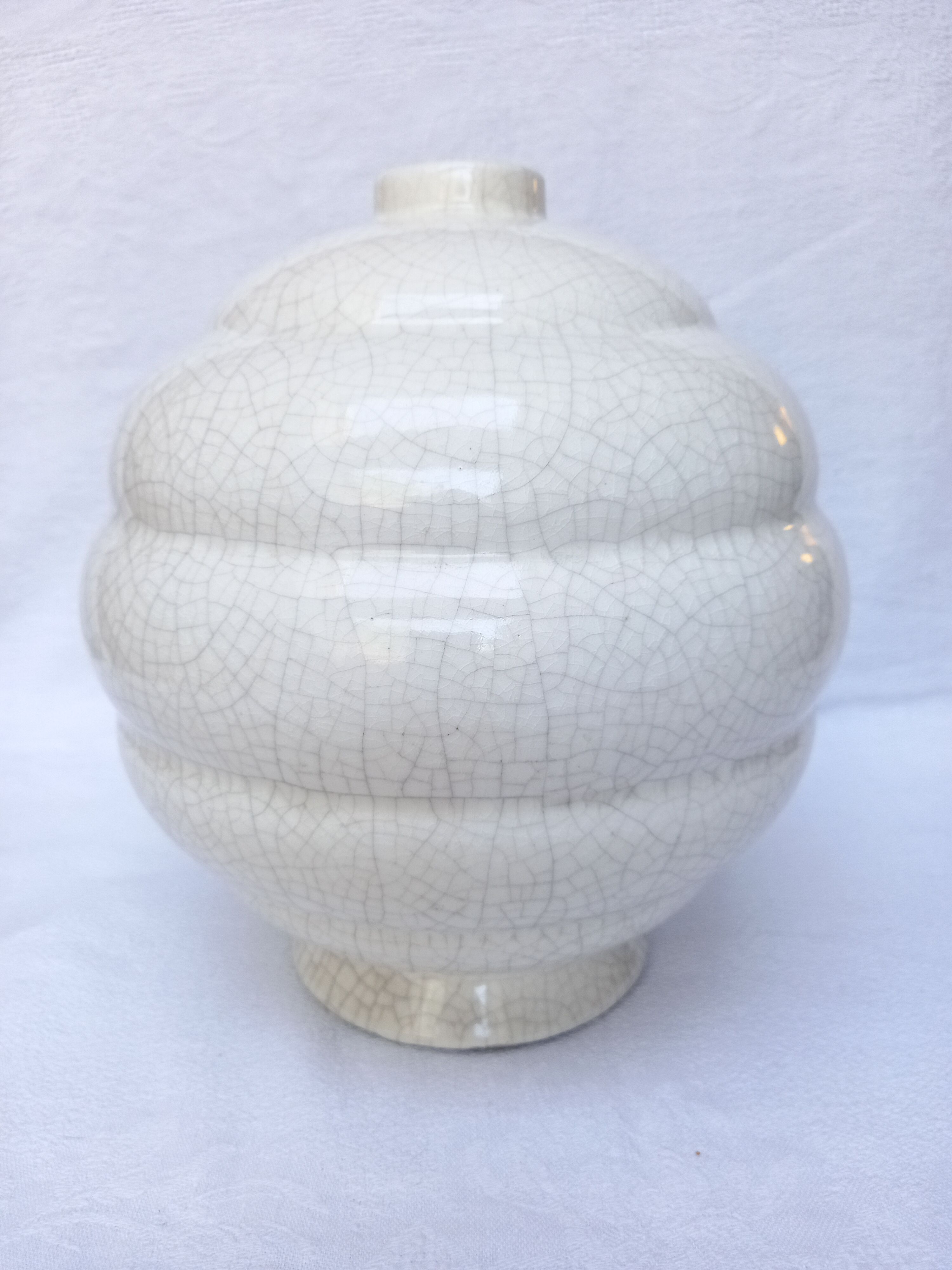 Vase boule art déco faïence craquelé numéroté