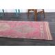 1970s Vintage Turkish Hand-Knotted Wool Cotton Pink Runner Rug 90x303