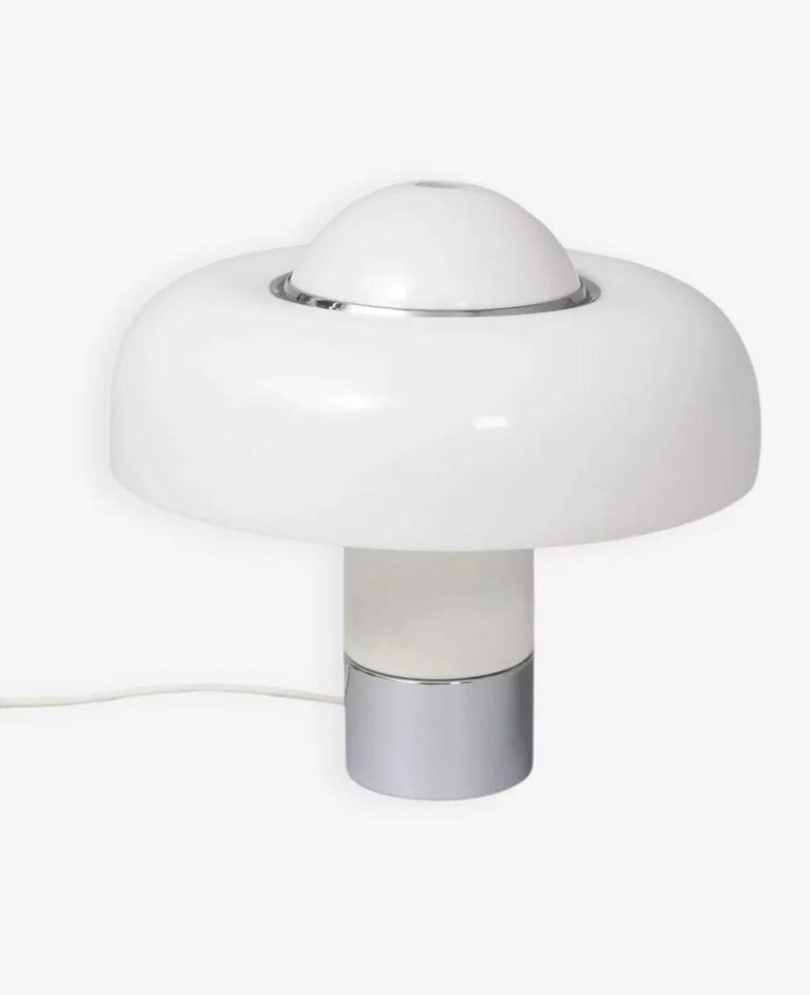 Brumbury table lamp in chrome and white by Luigi Massoni for Guzzini 1970