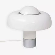 Brumbury table lamp in chrome and white by Luigi Massoni for Guzzini 1970