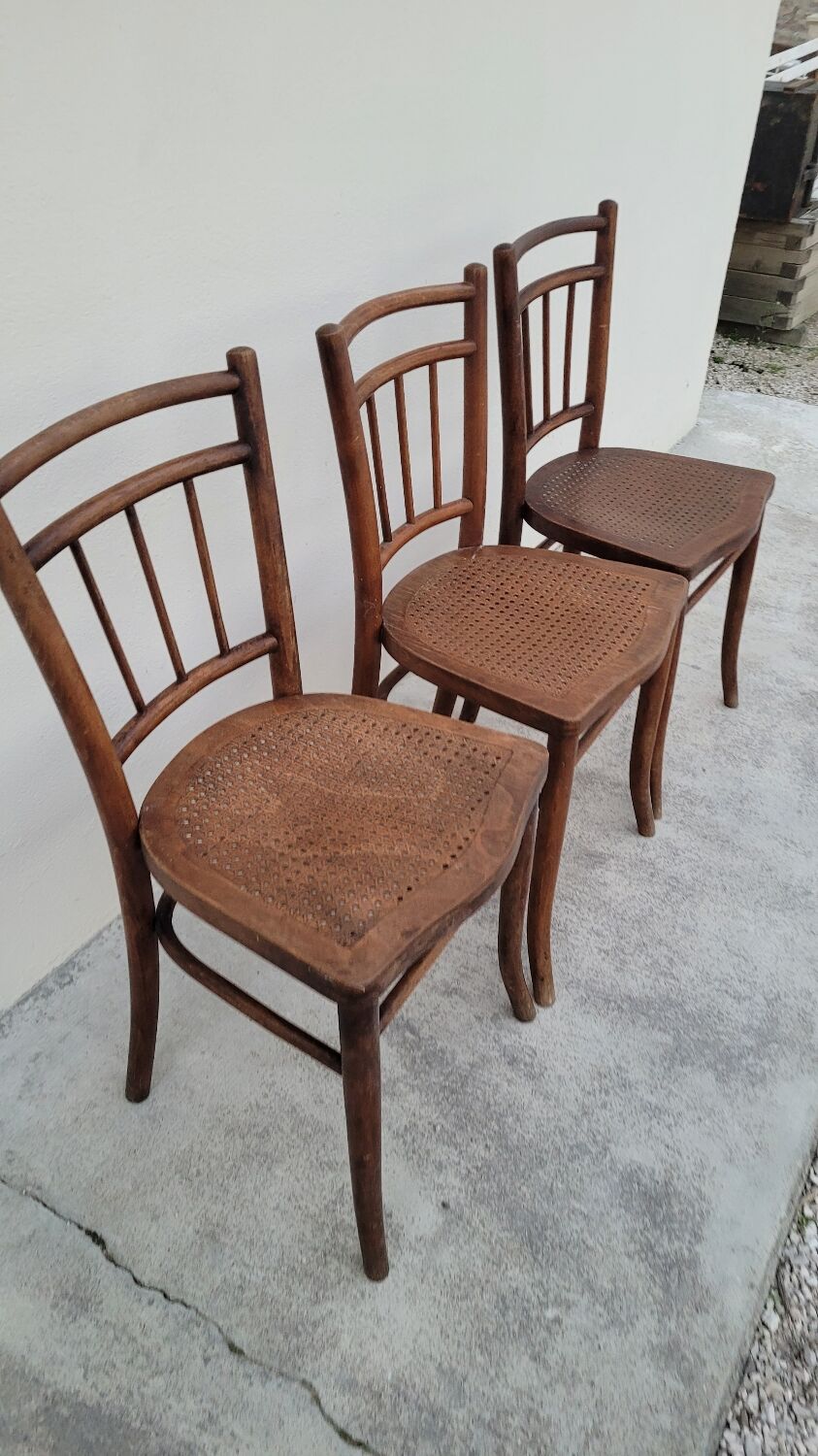 Set of 3 old Thonet bistro chairs