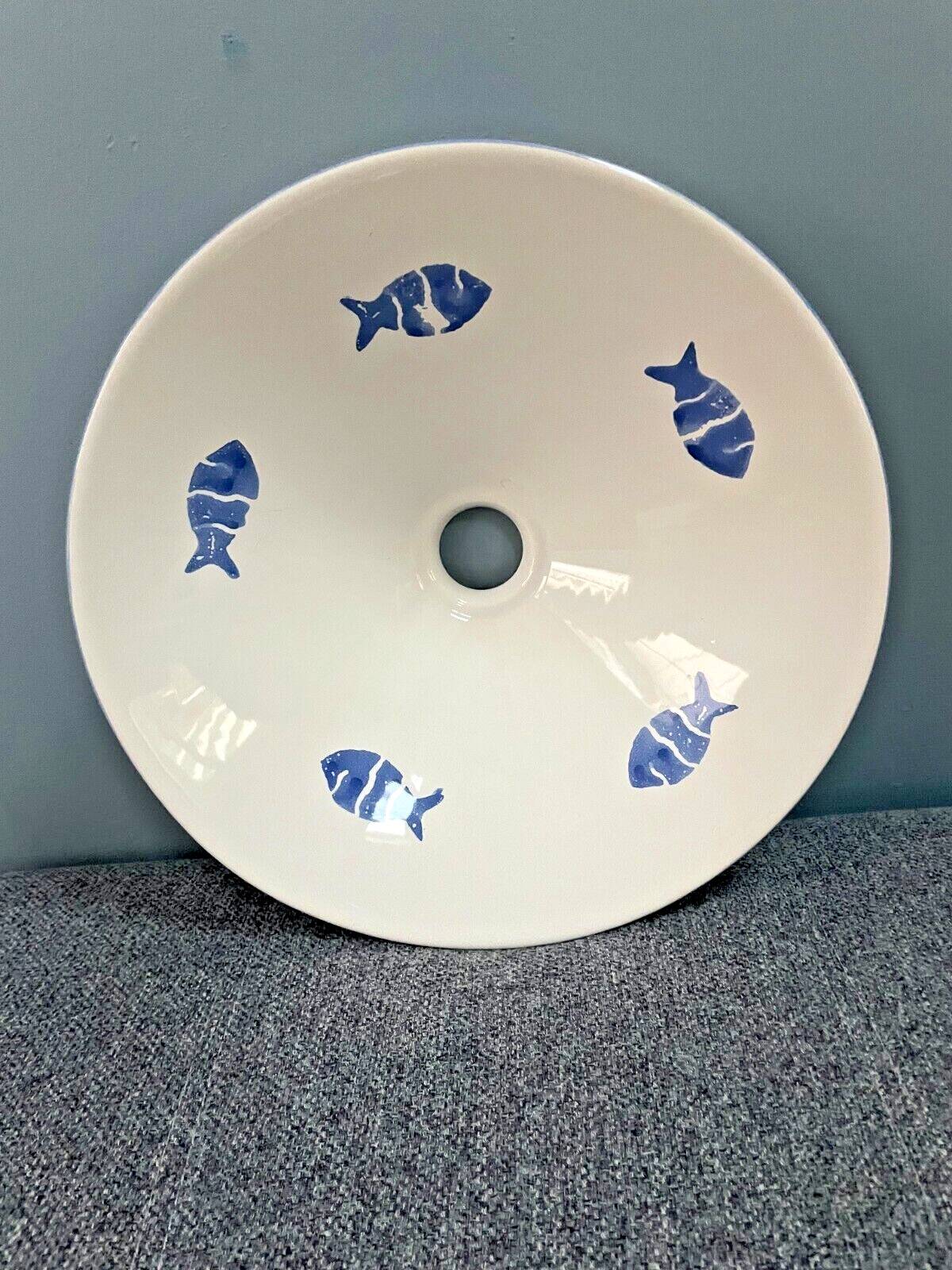 Vintage white ceramic chandelier lampshade decorated with white fish patterns