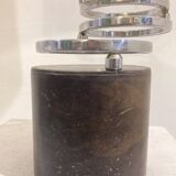 Table lamp in metal and leather, mid-20th century