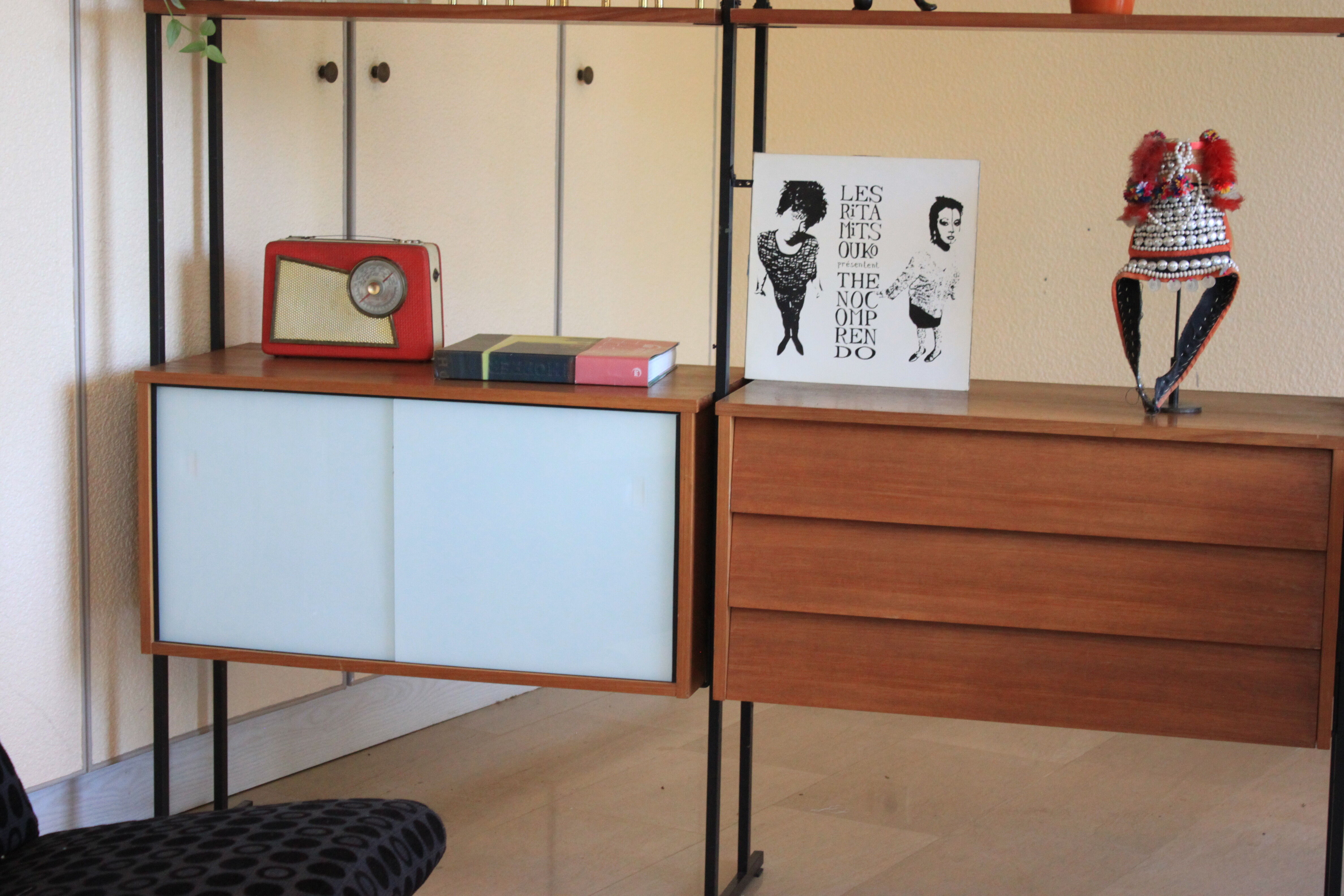 Huge shelf library Swedish desk teak, string.