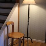 Brutalist cast iron tripod floor lamp
