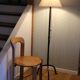 Brutalist cast iron tripod floor lamp