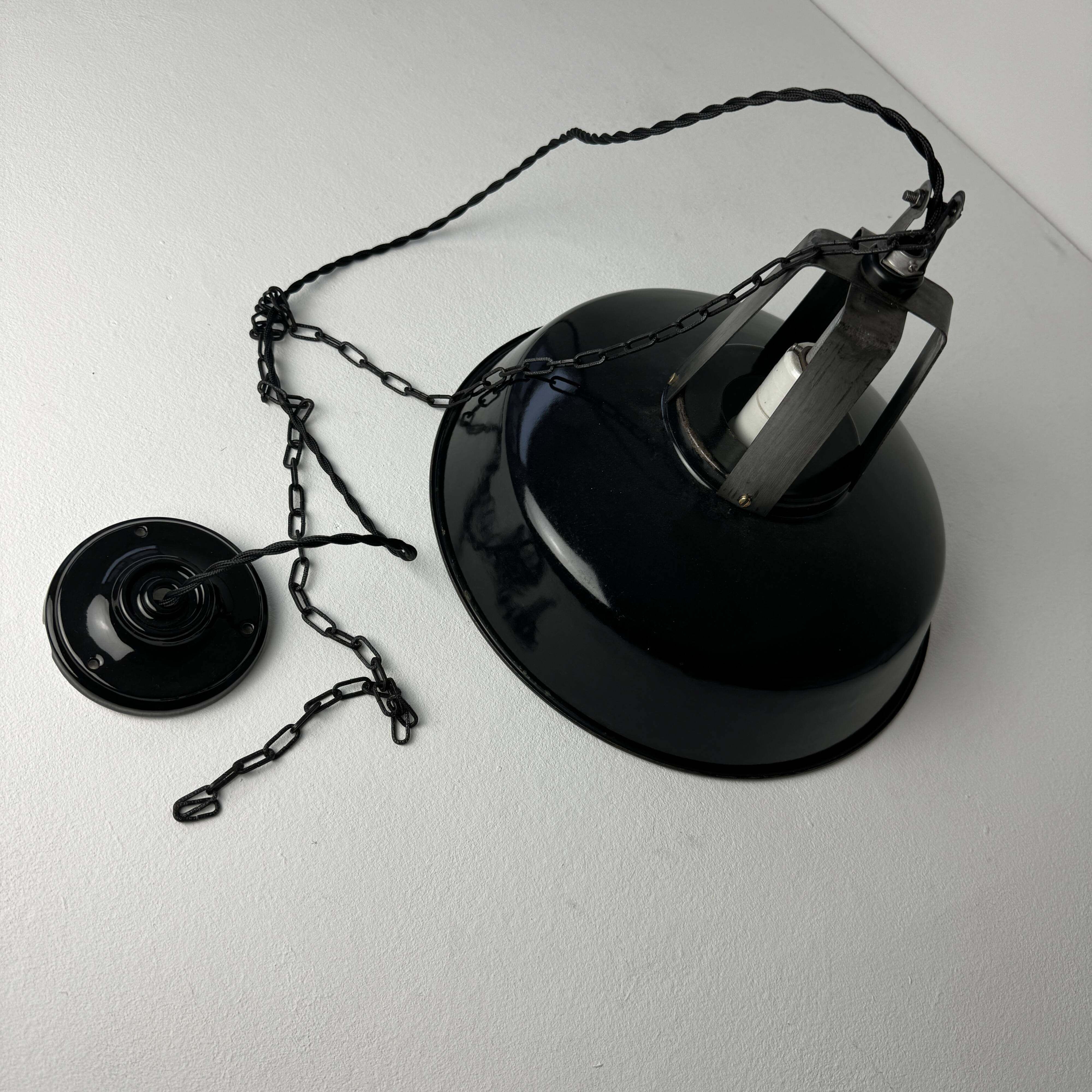 Old mazda enamelled industrial pendant 34.5 cm