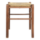 Vintage stool, square, in solid wood, straw seat.