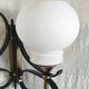 Opaline double globe wall lamp, wrought iron and brass - 50s/60s