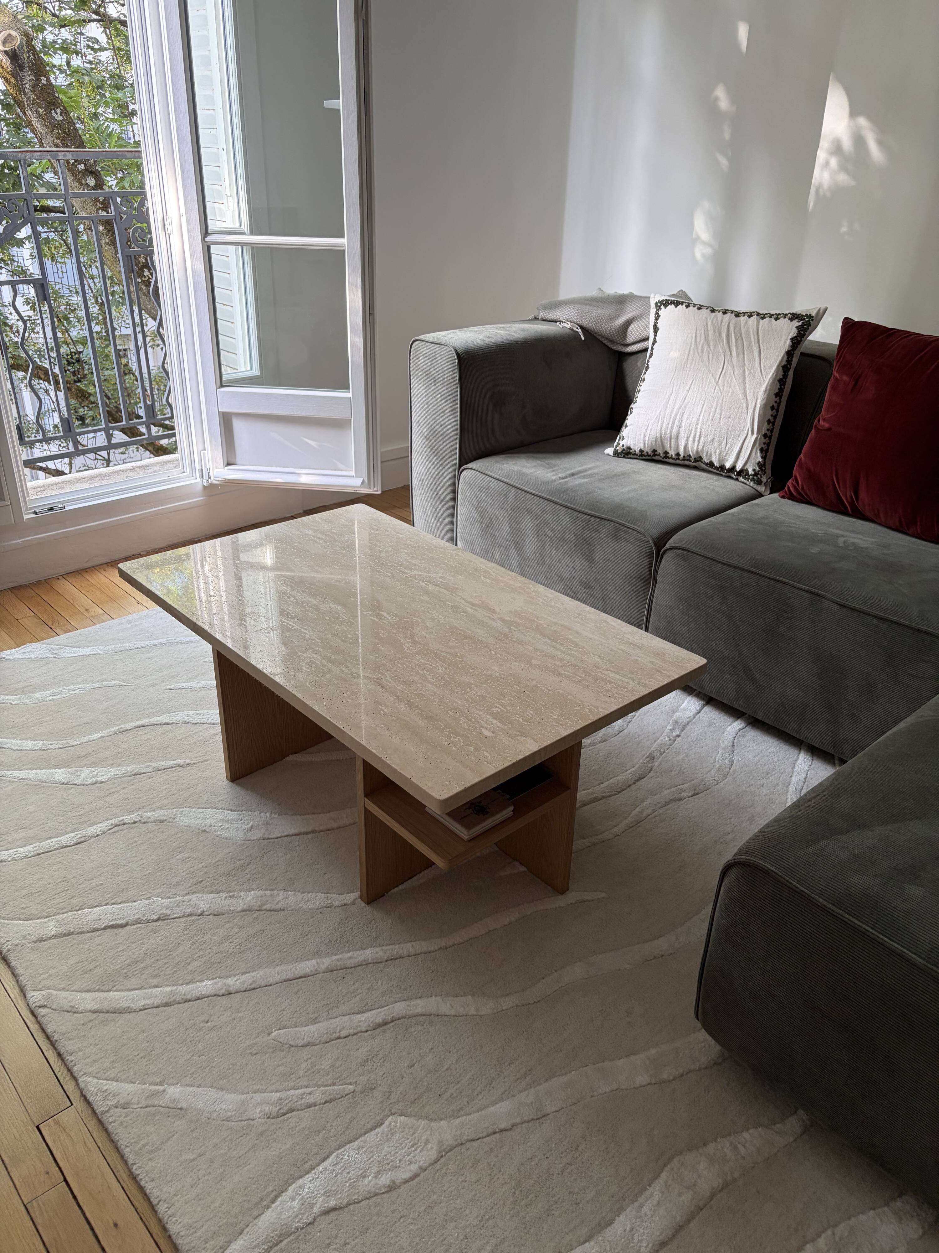 New travertine coffee table