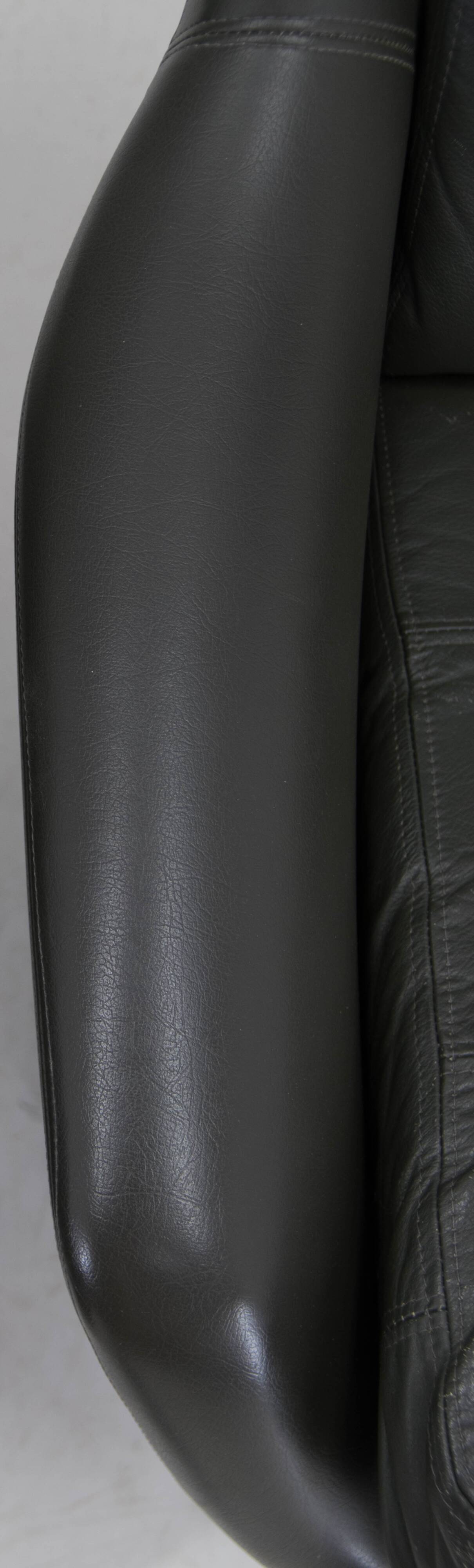 Midcentury Swivel Rocking Leather Armchair, Peem, Finland, 1970s