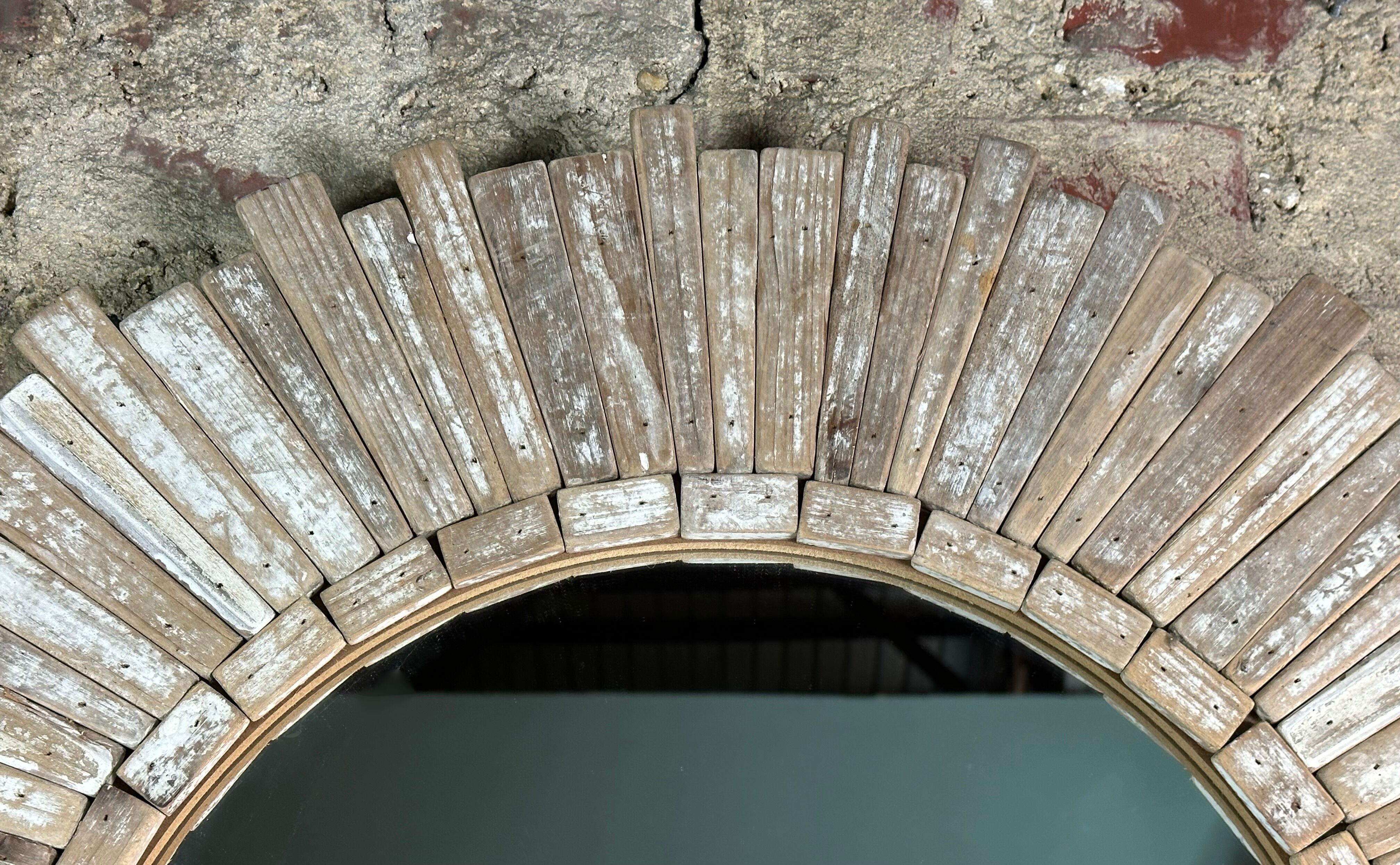 Mirror in patinated natural wood