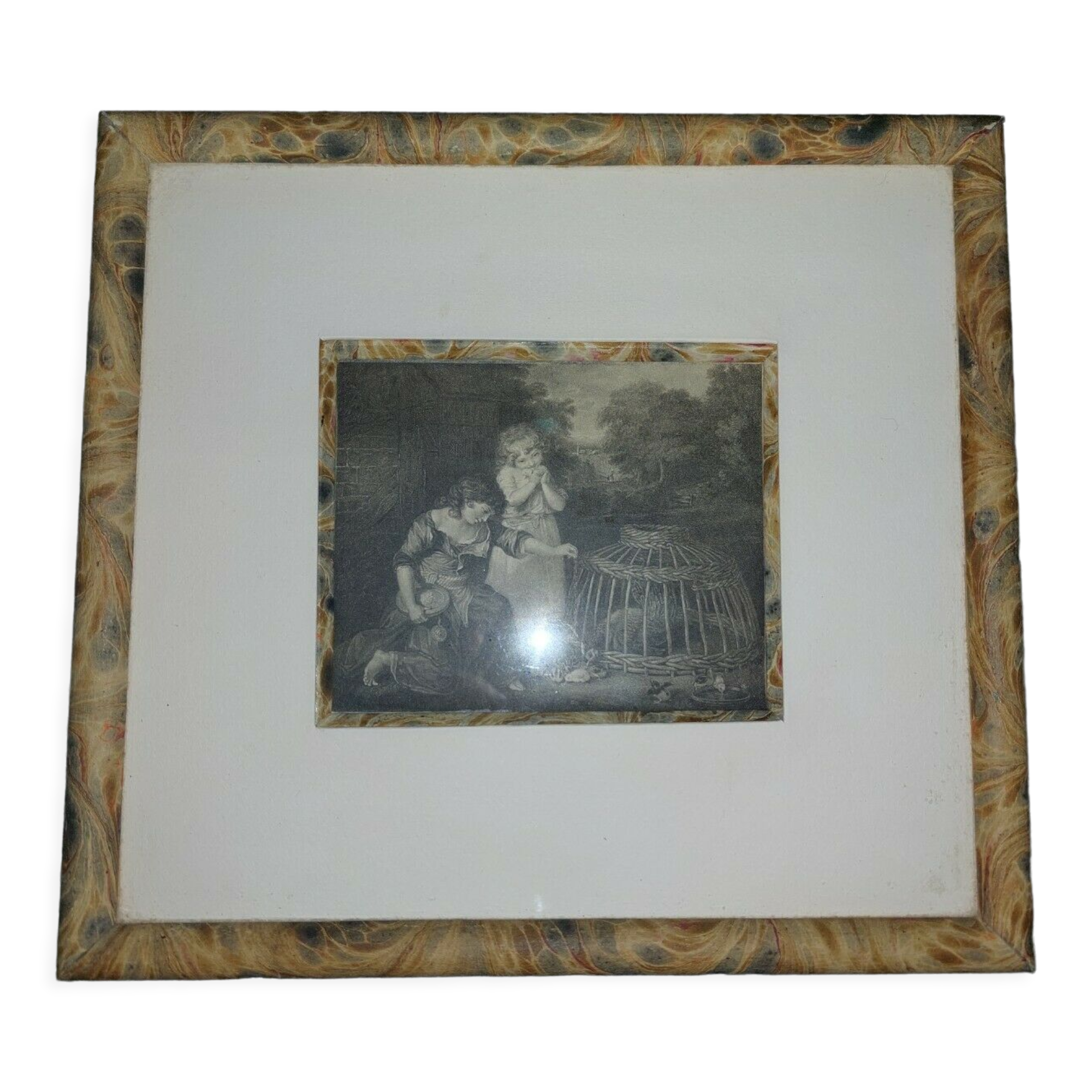 Gravure illustration enfants jouants