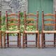 Set of 5 vintage wooden and straw chairs, straw chair, countryside