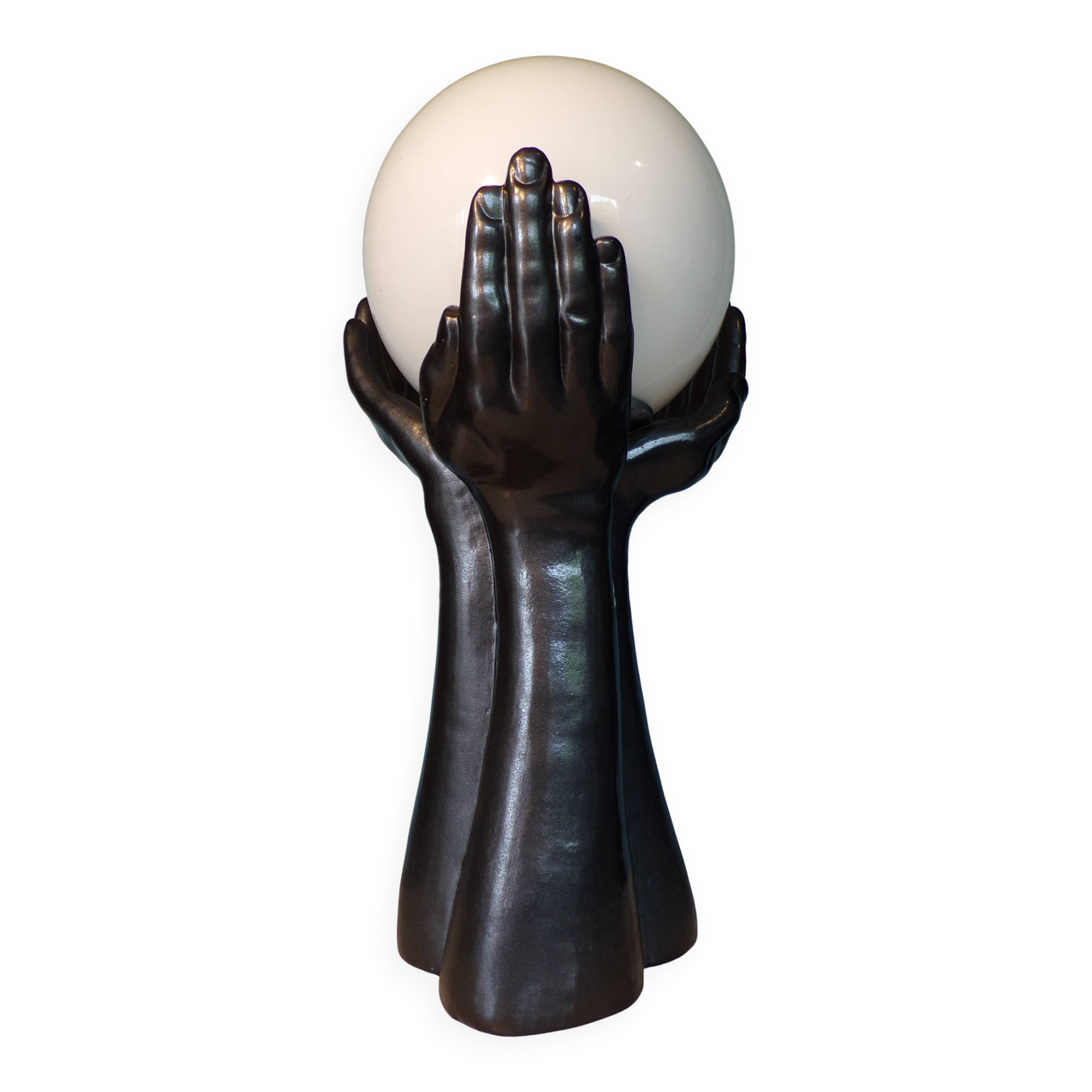 3-hand ceramic sculpture lamp, 1970