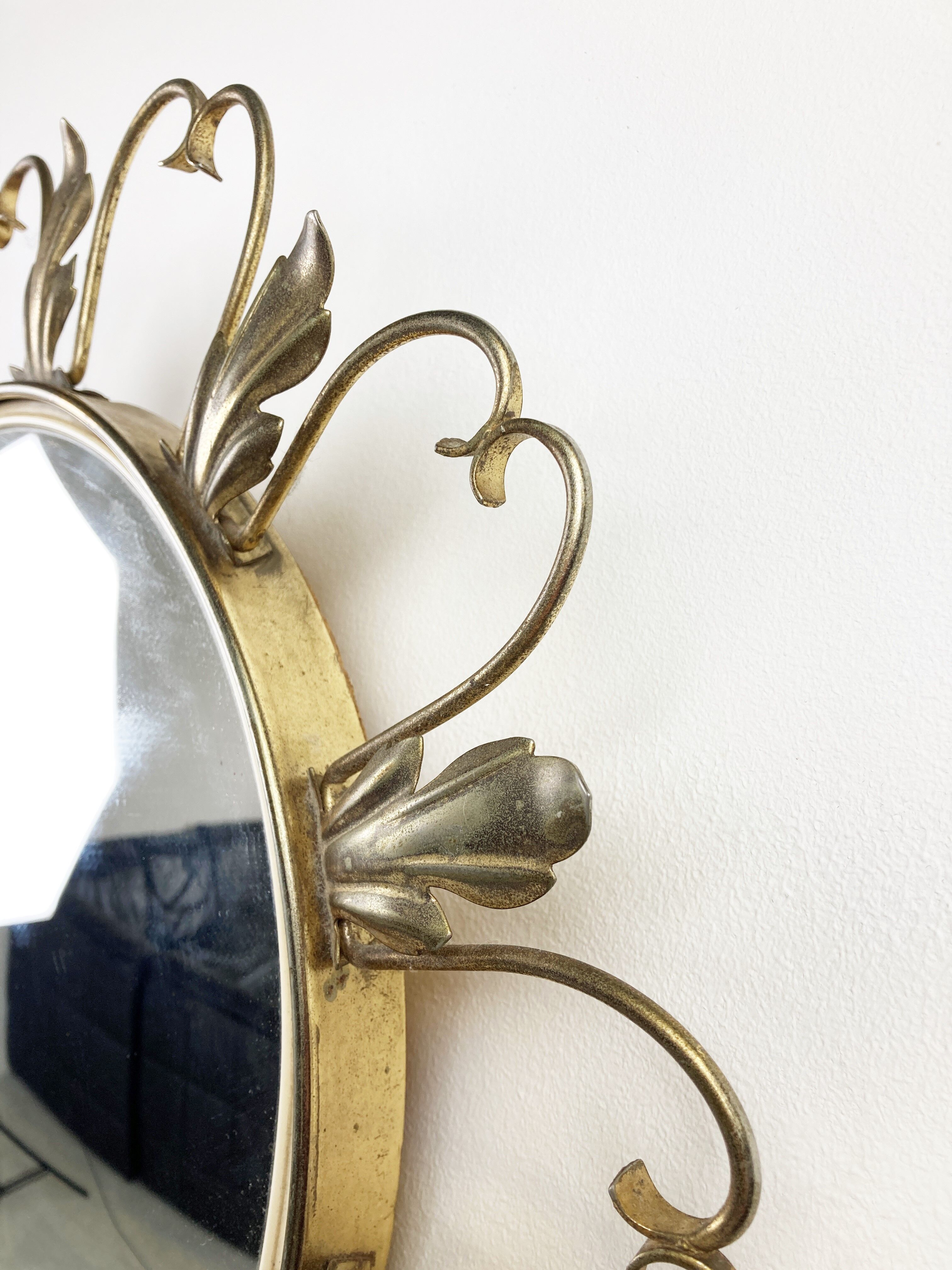 Vintage brass sunburst mirror 46cm