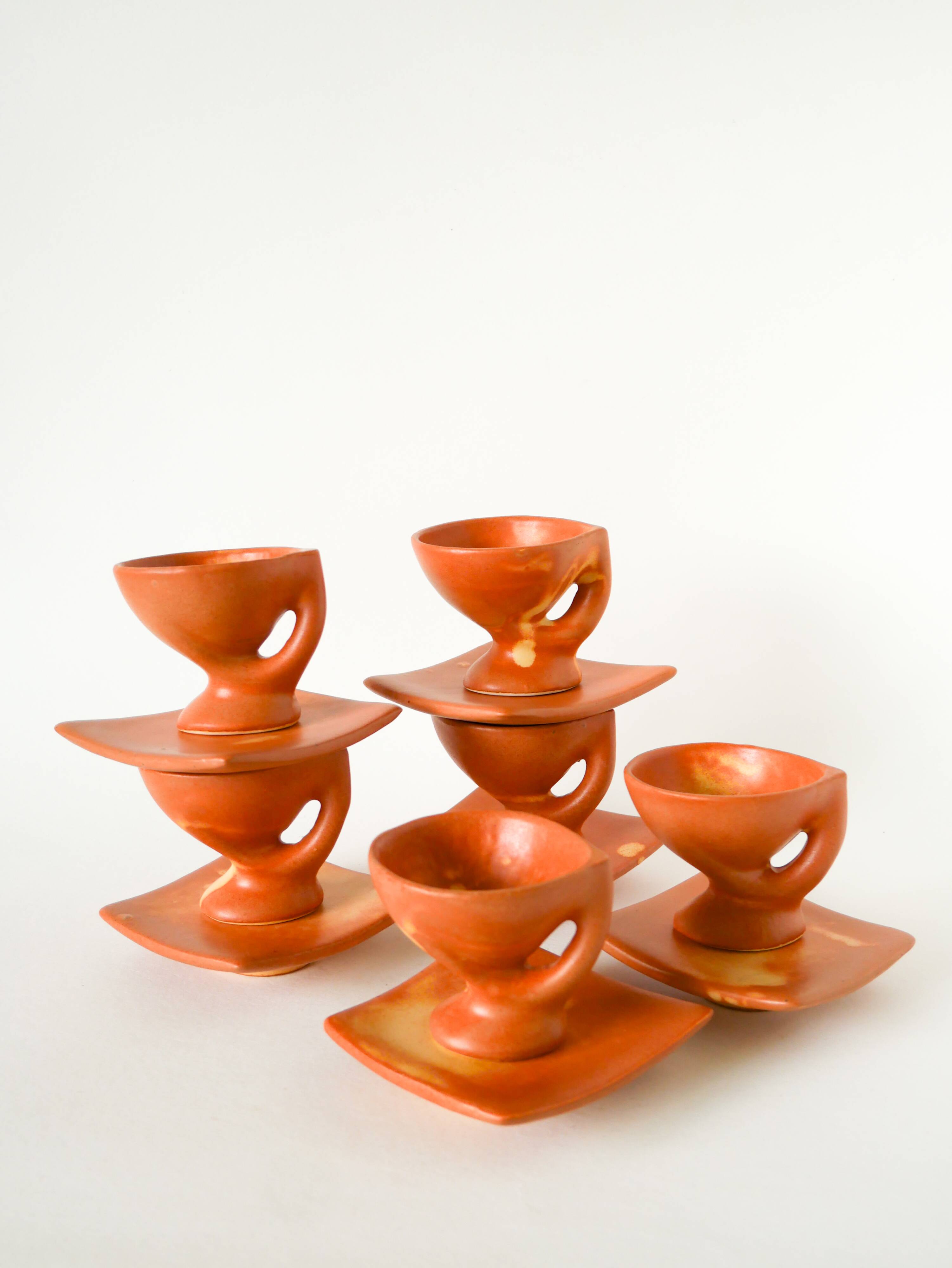 service à café en grès, Forme Libre, Vallauris, 1970