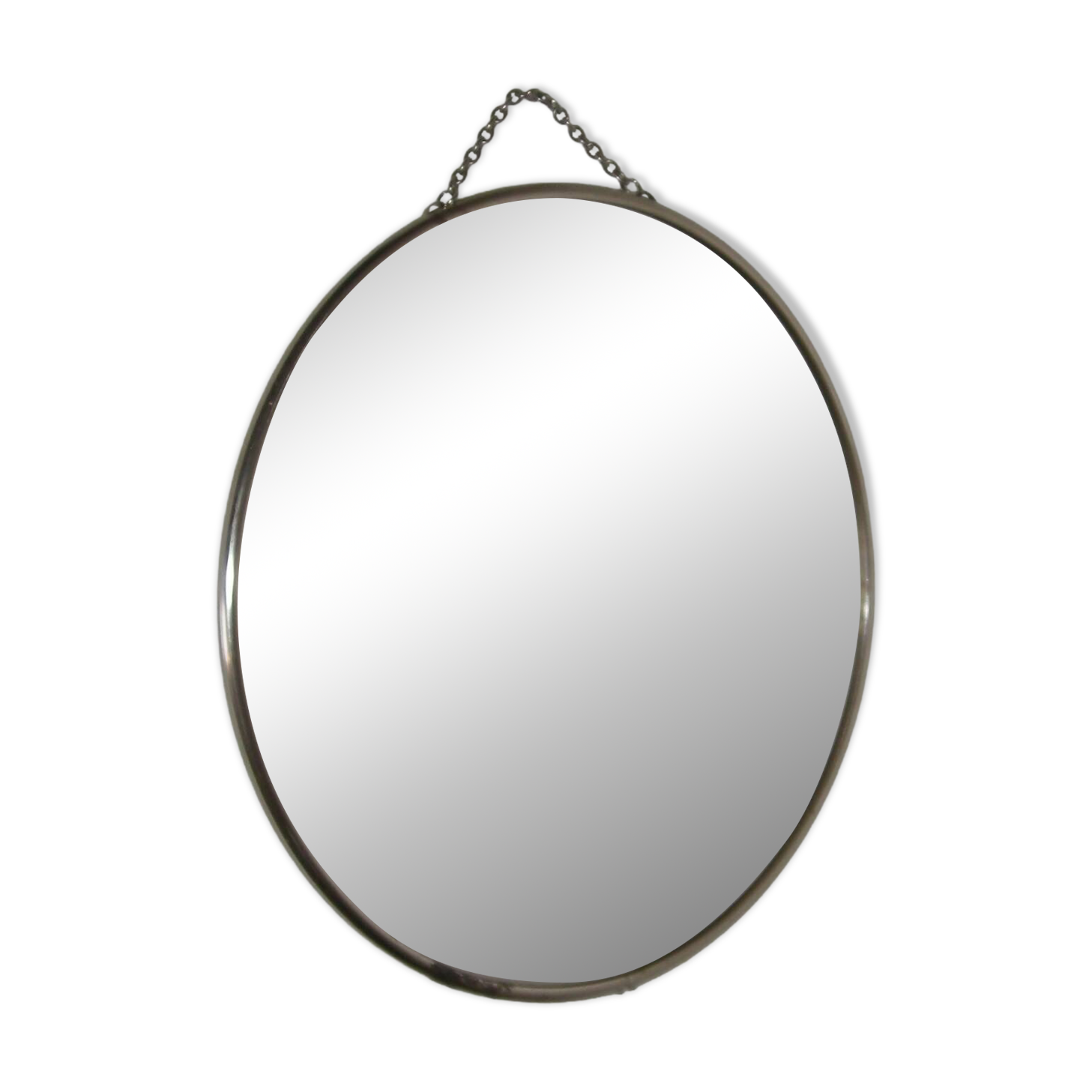 Round barber mirror with chain from the 1950s.