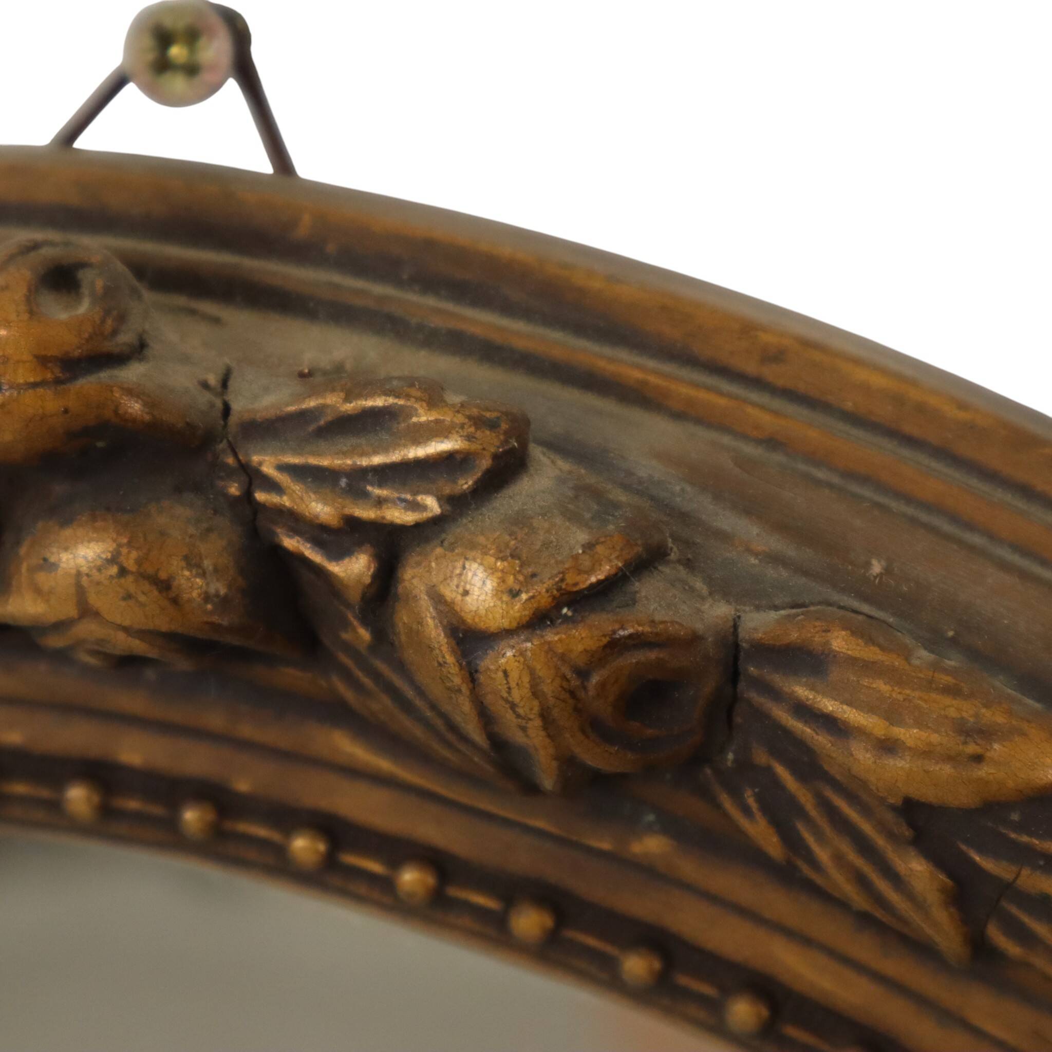 French Oval Gold Baroque-Style Mirror with Roses 58cm