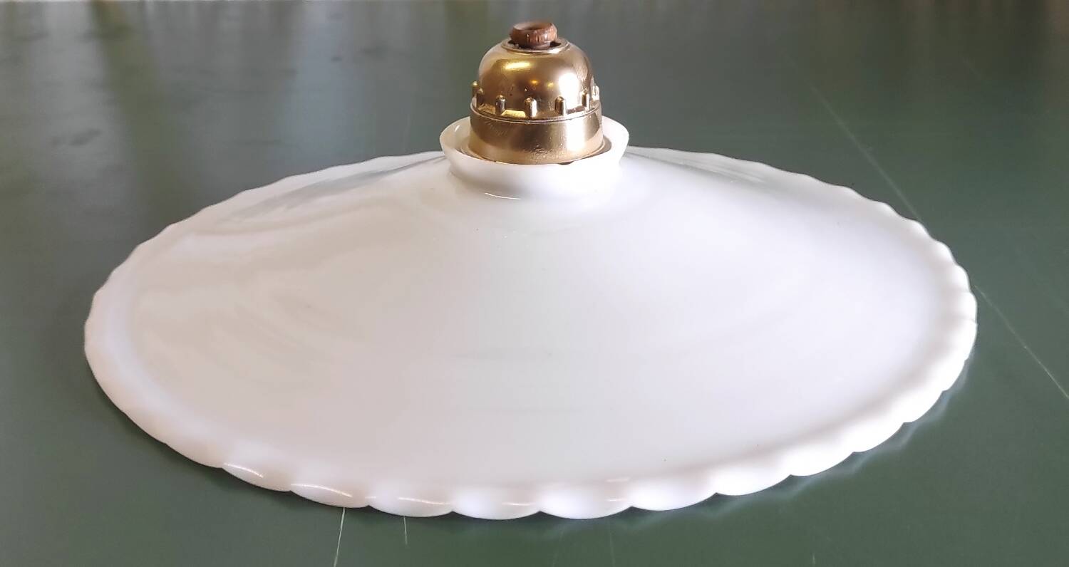 White opaline lampshade with wavy edges - mid. 20th century