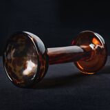 Amber blown glass candle holder – Art Deco style – 24.5 cm