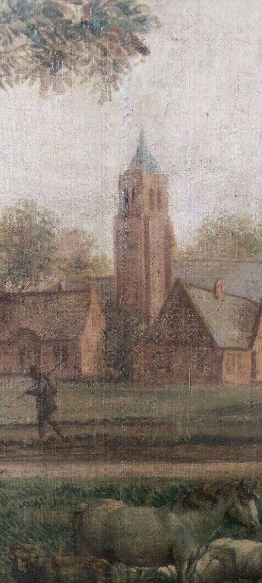 Large oil painting on canvas 2 m x 1.50 m - animated landscape - Charles Louis Verboeckhoven