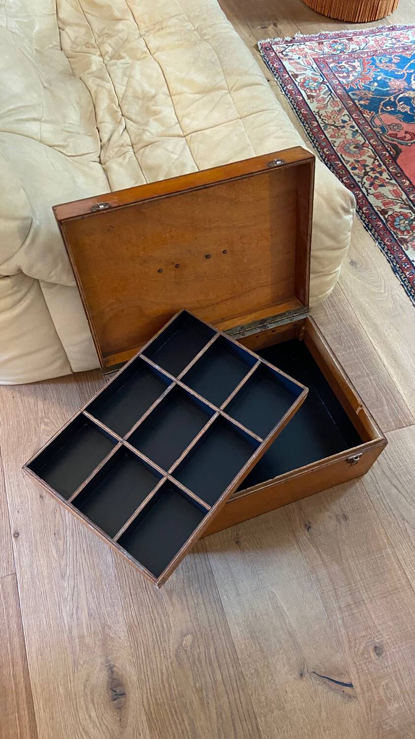 Vintage wooden toolbox chest