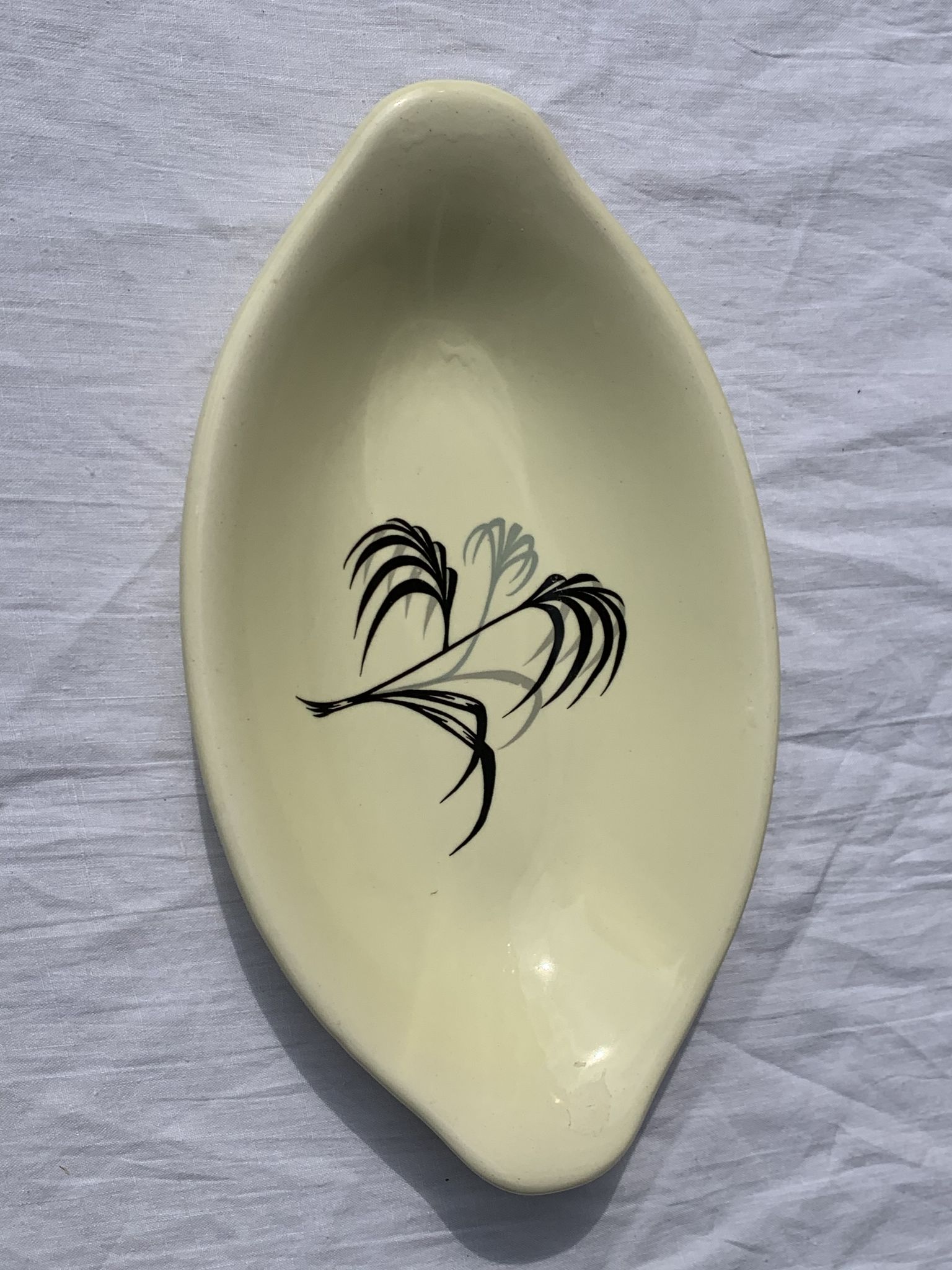 Two serving dishes and a gravy boat model las palmas in fine earthenware salins france vintage